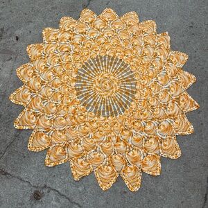 Vintage Handmade Crocheted Table Cloth Doily XL 57in diameter